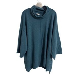 J.Jill Pure Jill Teal Oversized Cowl Neck 3/4‎ Sleeve Tunic Top XL